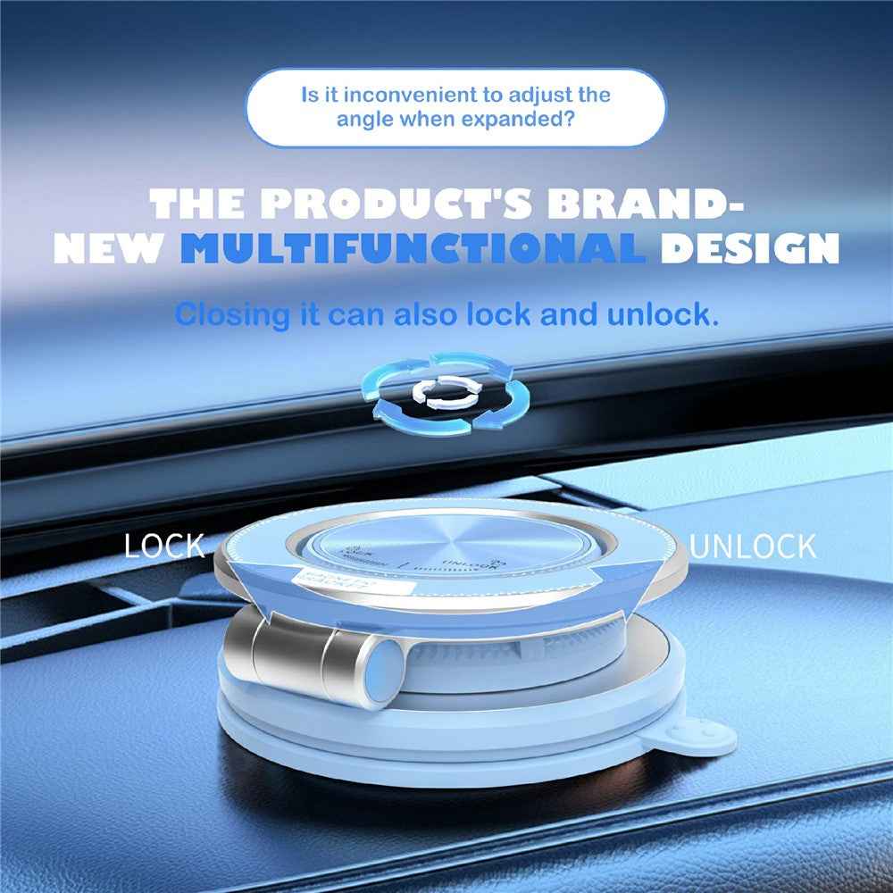 M16 Car Phone Mount Holder 3-Fold Rotatable Magnetic Phone Mount with Vacuum Suction Dashboard Navigation Stand - Blue