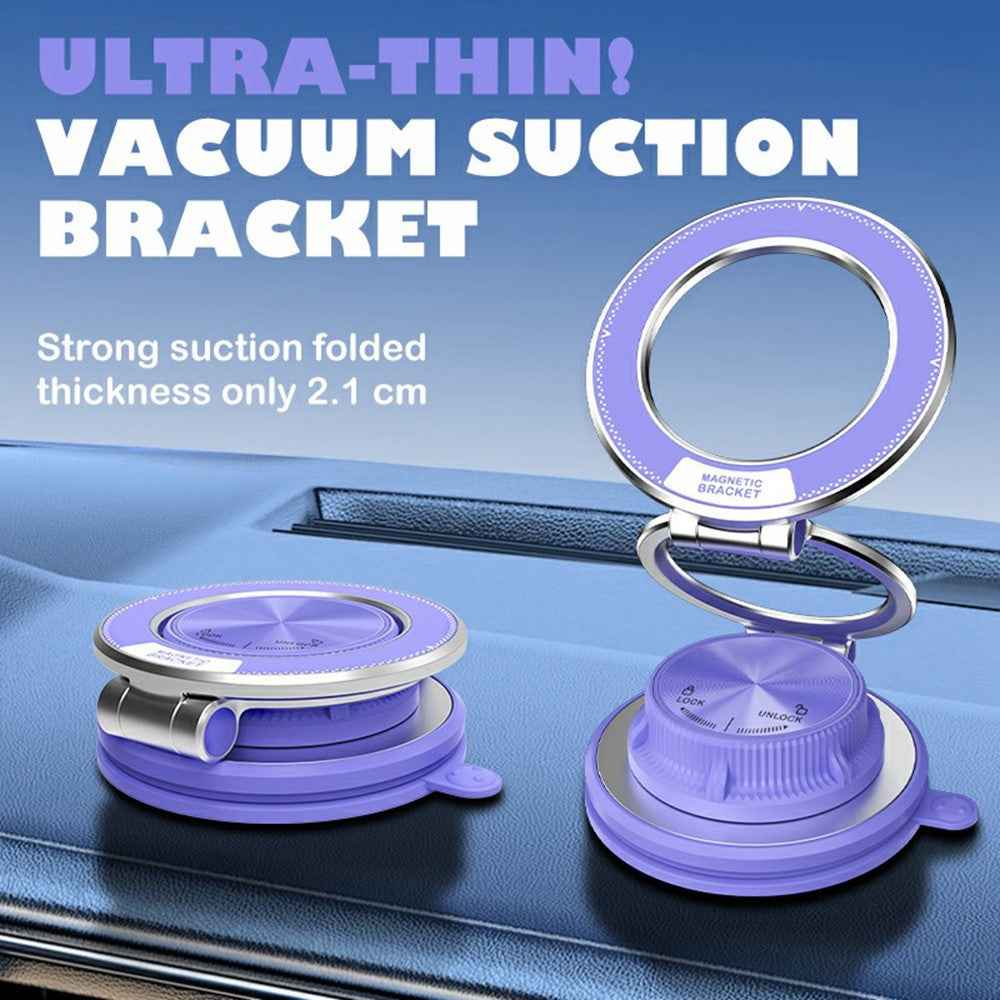 M16 Car Phone Mount Holder 3-Fold Rotatable Magnetic Phone Mount with Vacuum Suction Dashboard Navigation Stand - Purple