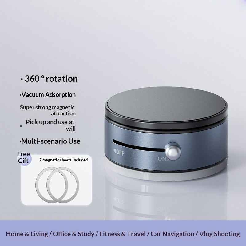 360 Degree Rotation Magnetic Cellphone Holder Vacuum Suction Mount Phone Stand - Tarnish Grey