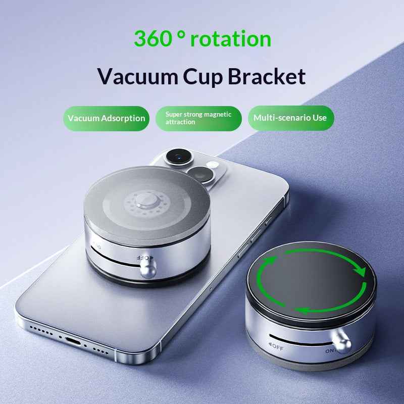 360 Degree Rotation Magnetic Cellphone Holder Vacuum Suction Mount Phone Stand - Tarnish Grey