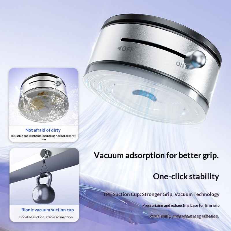 360 Degree Rotation Magnetic Cellphone Holder Vacuum Suction Mount Phone Stand - Tarnish Grey