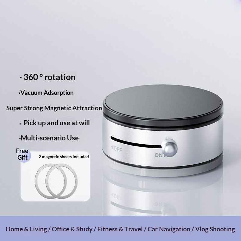 360 Degree Rotation Magnetic Cellphone Holder Vacuum Suction Mount Phone Stand - Silver