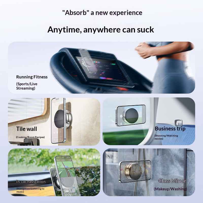 360 Degree Rotation Magnetic Cellphone Holder Vacuum Suction Mount Phone Stand - Silver
