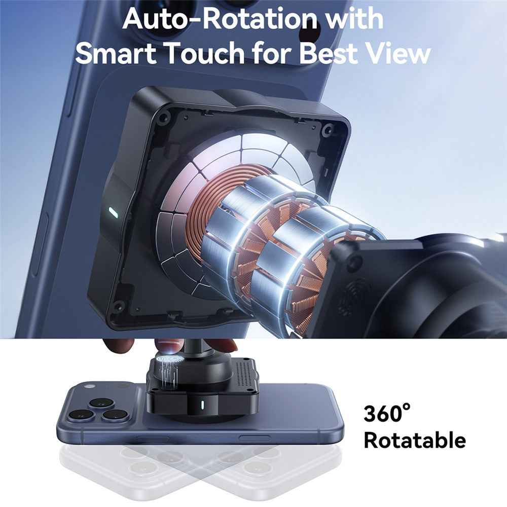 JOYROOM JR-ZS506 15W Auto-Rotating Magnetic Wireless Car Charger Stand Fast Charging Phone Mount - Black