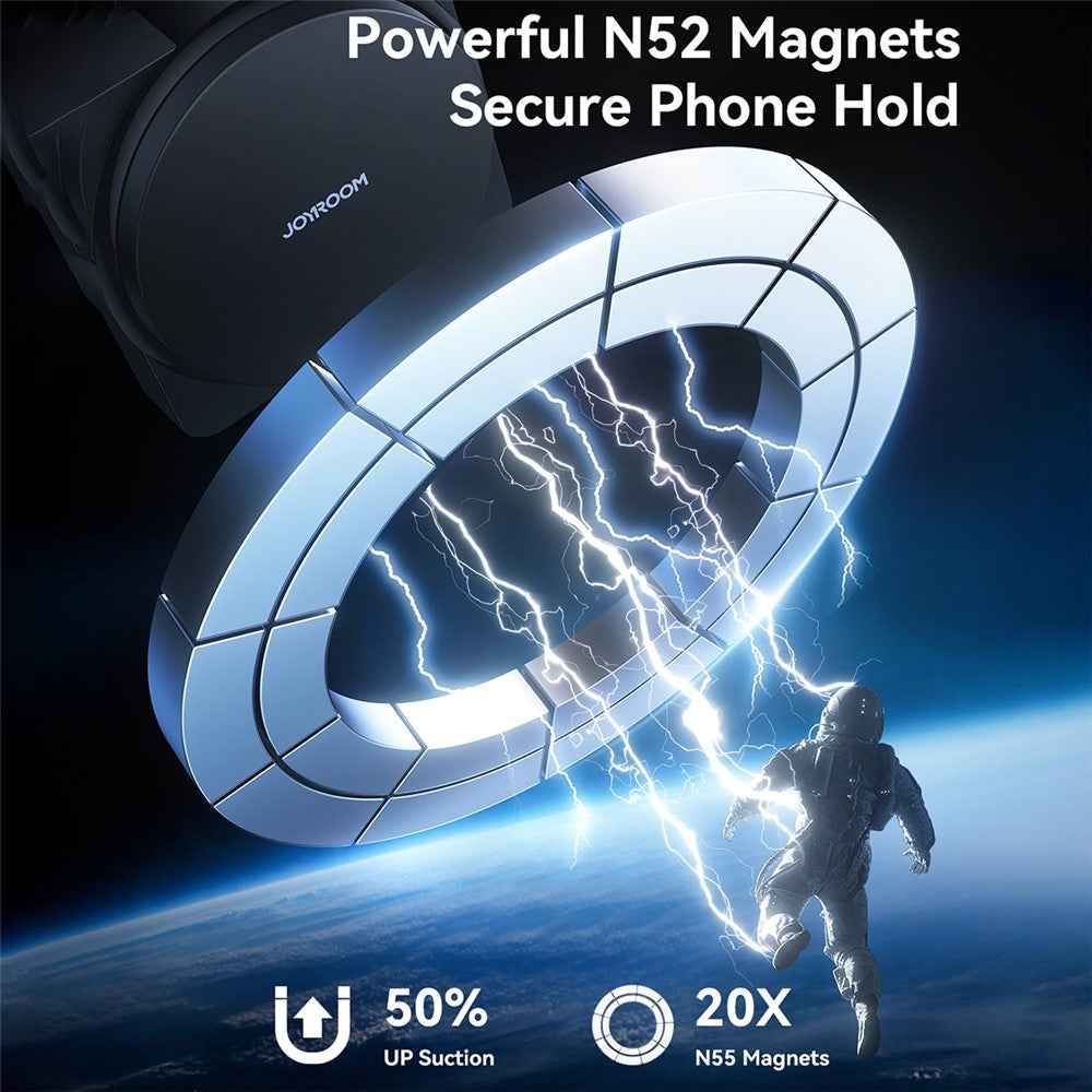 JOYROOM JR-ZS506 15W Auto-Rotating Magnetic Wireless Car Charger Stand Fast Charging Phone Mount - Black