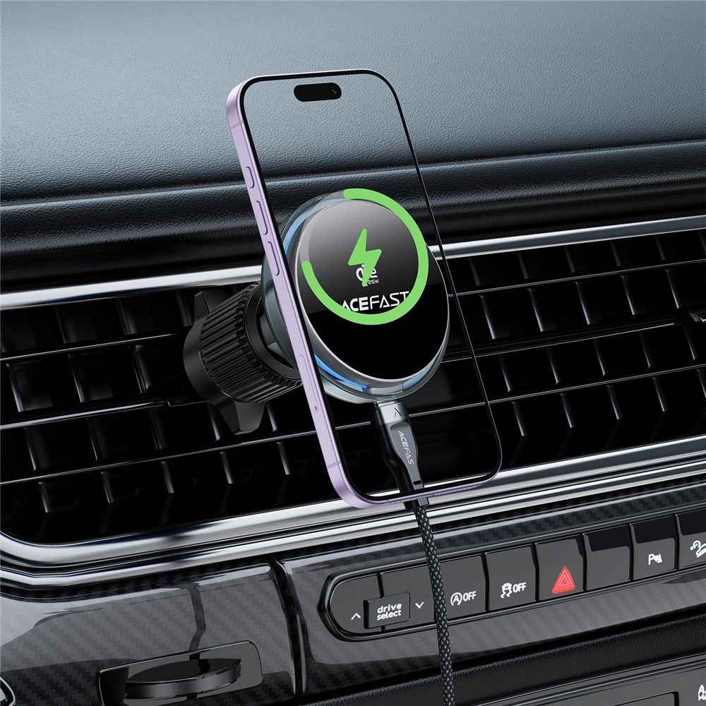 ACEFAST D61 QI2 25W Magnetic Wireless Charging Car Mount Adjustable Car Charging Holder with Cooling Fan - Tarnish