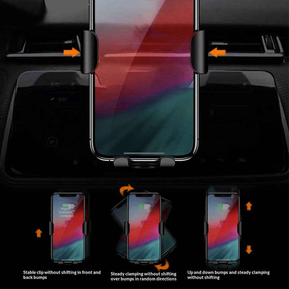 DEVIA EA194 Gravity Sensor Car Air Vent Mount Wireless Charger Phone Holder Stand - Black