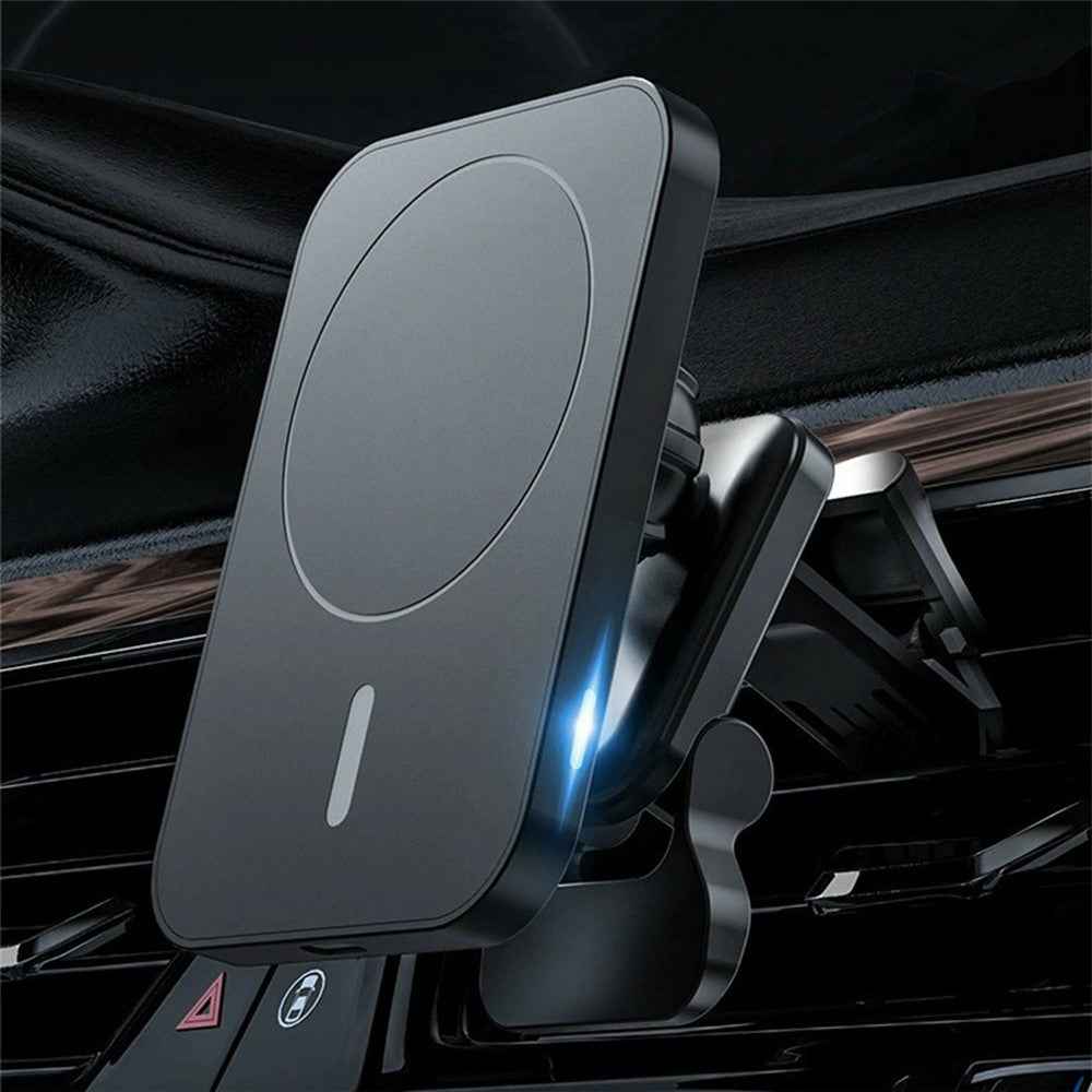 JJT-987 15W Magnetic Wireless Charger Air Vent Clip Mount Bracket Car Phone Holder - Black