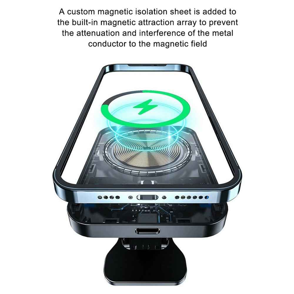 JJT-987 15W Magnetic Wireless Charger Air Vent Clip Mount Bracket Car Phone Holder - Black