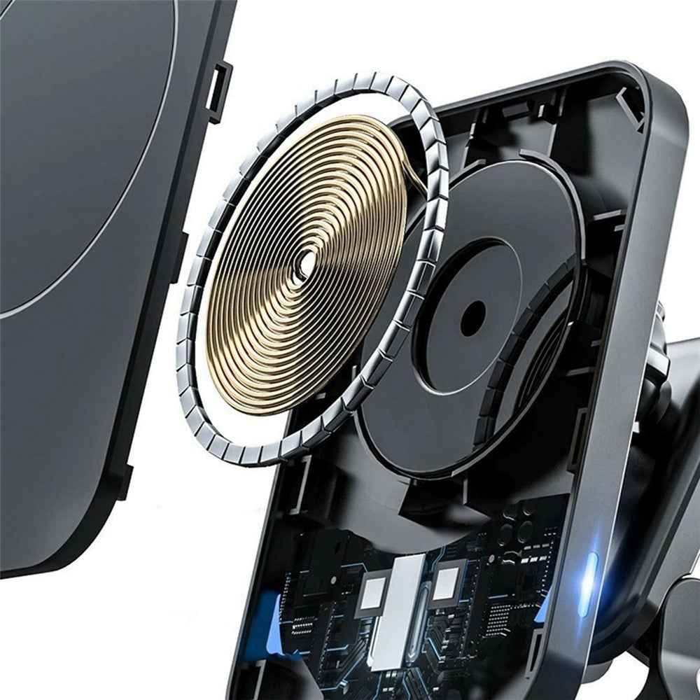 JJT-987 15W Magnetic Wireless Charger Air Vent Clip Mount Bracket Car Phone Holder - Black