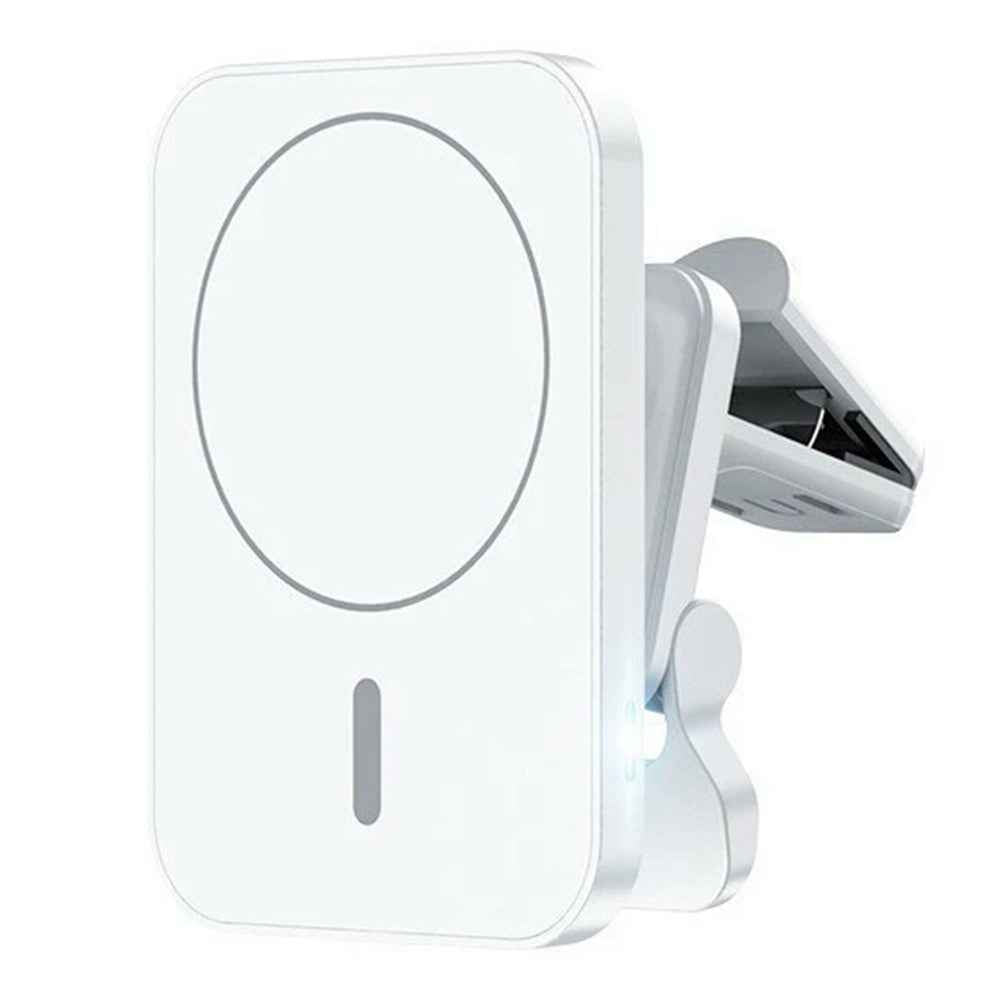 JJT-987 15W Magnetic Wireless Charger Air Vent Clip Mount Bracket Car Phone Holder - White