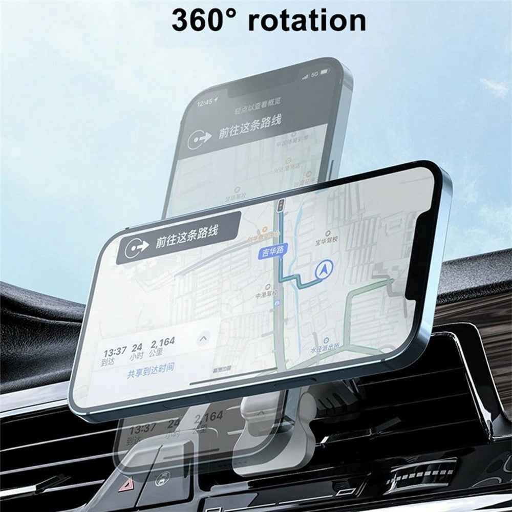 JJT-987 15W Magnetic Wireless Charger Air Vent Clip Mount Bracket Car Phone Holder - White
