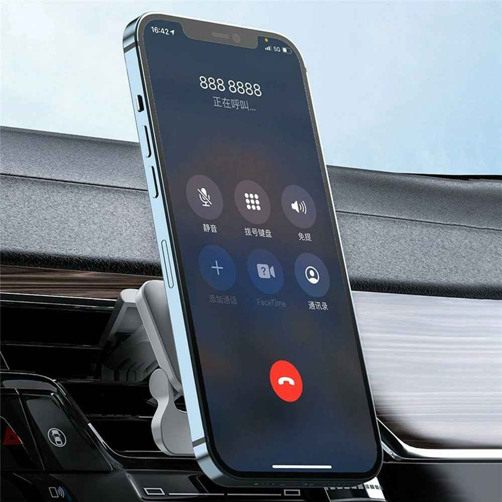 JJT-987 15W Magnetic Wireless Charger Air Vent Clip Mount Bracket Car Phone Holder - White