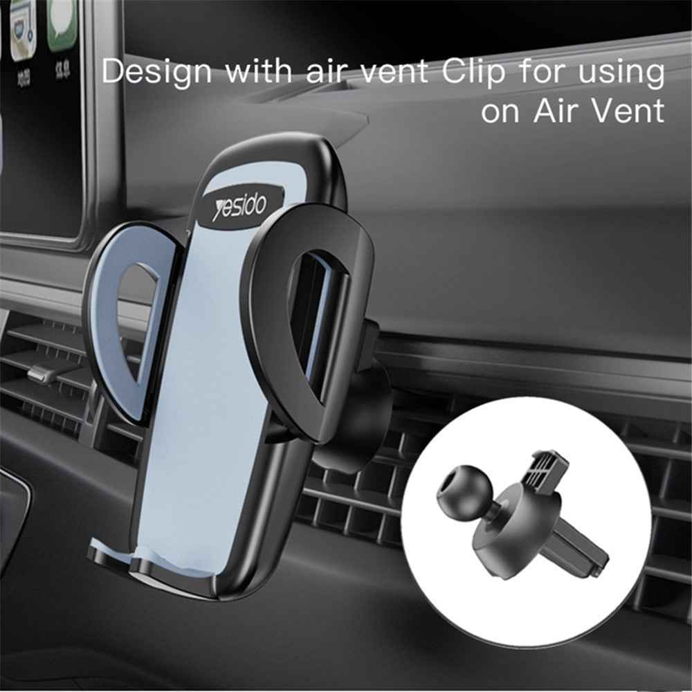 YESIDO C112 Flexible Arm 360 Degree Rotation Car Cup Holder Mobile Phone Bracket with Air Vent Clip