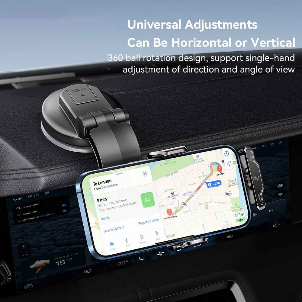 ESSAGER 15W Wireless Charging Car Holder 360-Degree Rotating Dashboard Car Charger Phone Mount Support Automatic Locking