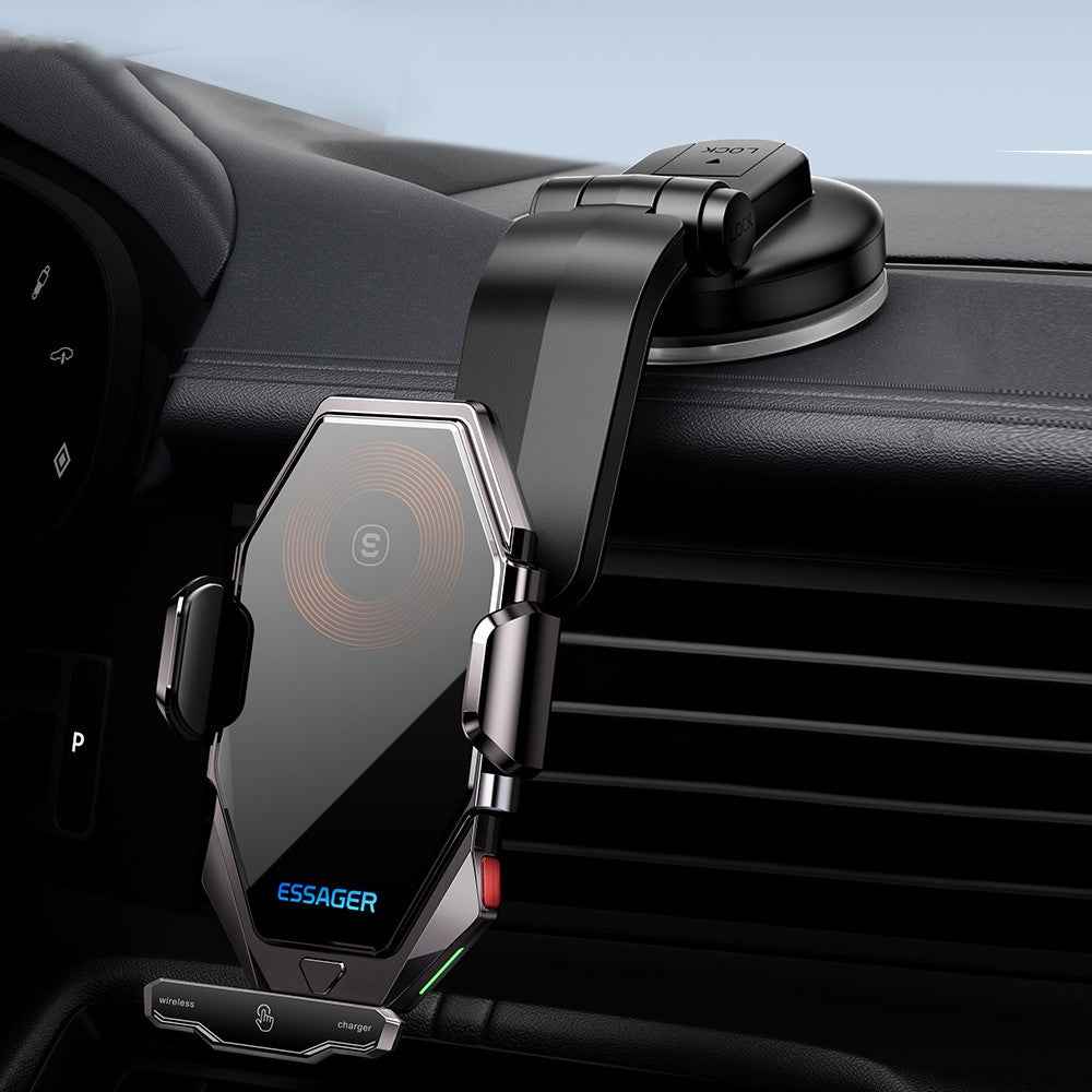 ESSAGER 15W Wireless Charging Car Holder 360-Degree Rotating Dashboard Car Charger Phone Mount Support Automatic Locking