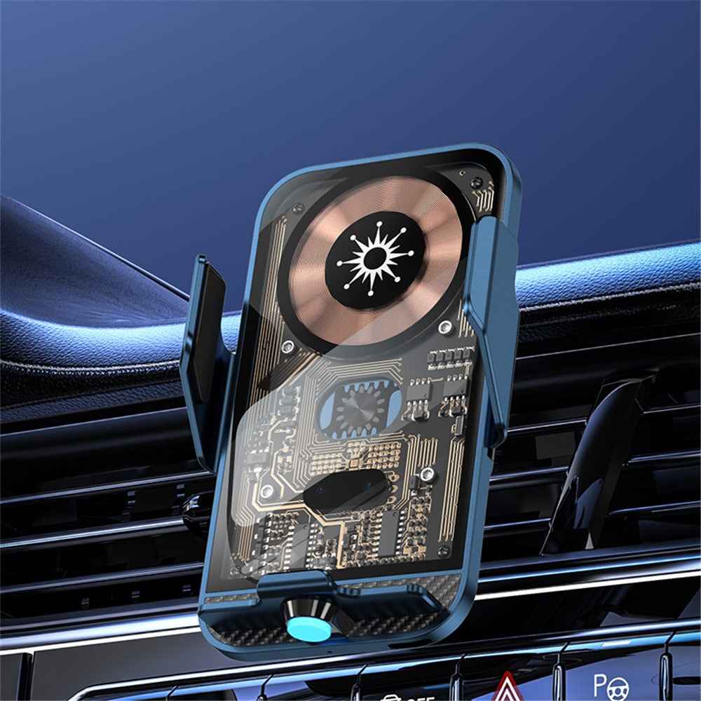 C11 15W Wireless Charger Phone Mount 360-Degree Rotating Air Vent Car Charger Phone Holder - Blue