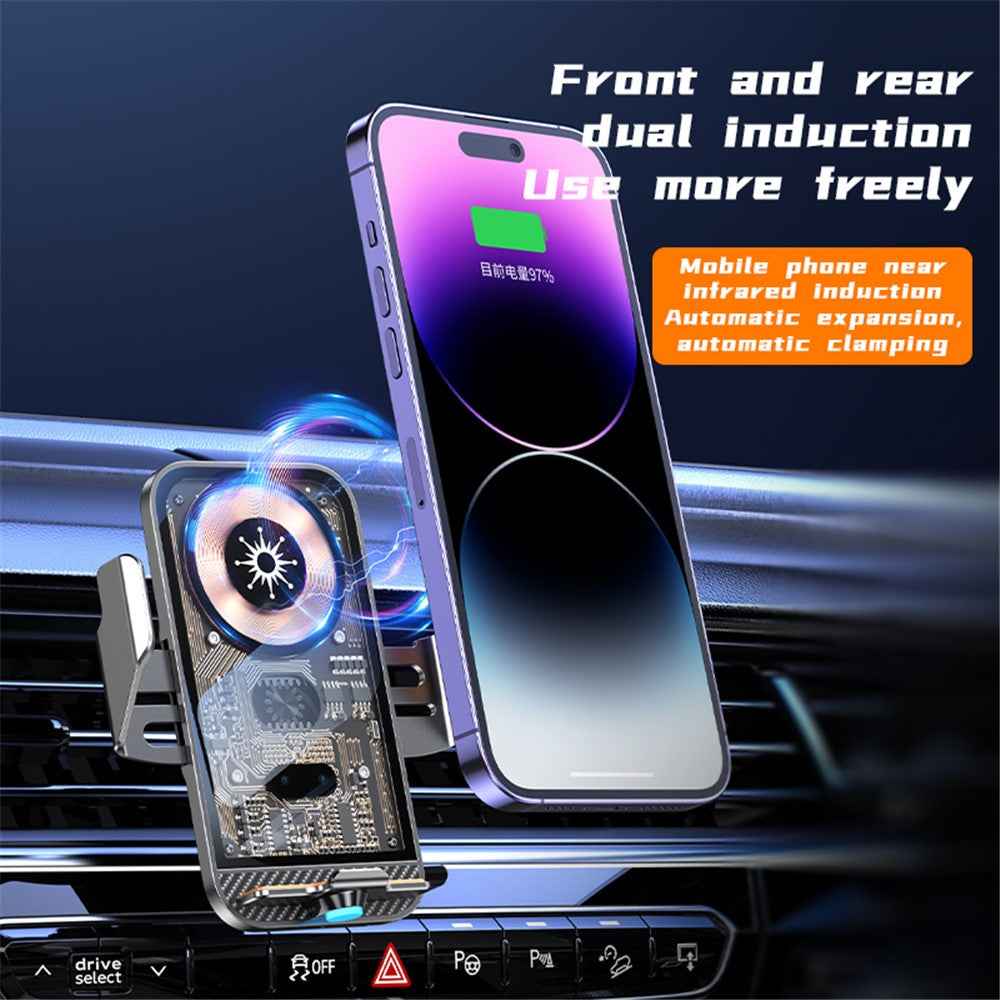 C11 15W Wireless Charger Phone Mount 360-Degree Rotating Air Vent Car Charger Phone Holder - Blue