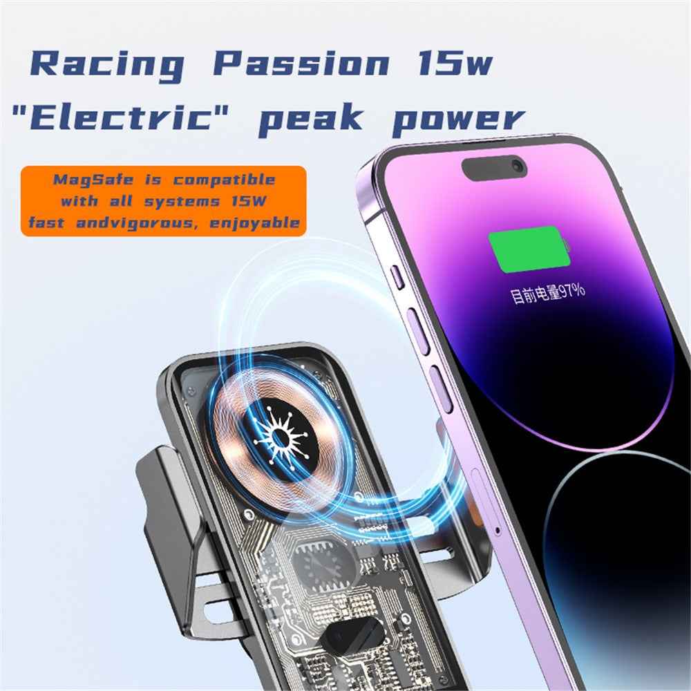 C11 15W Wireless Charger Phone Mount 360-Degree Rotating Air Vent Car Charger Phone Holder - Blue