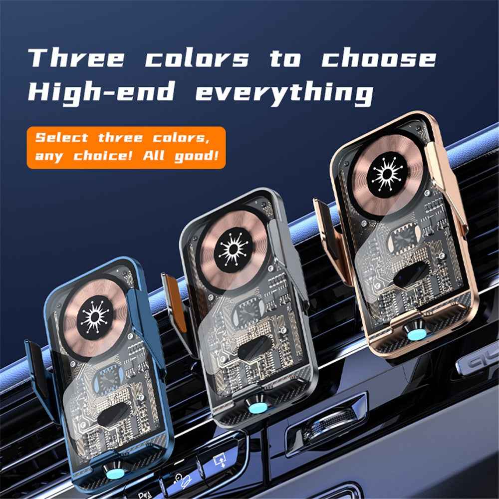 C11 15W Wireless Charger Phone Mount 360-Degree Rotating Air Vent Car Charger Phone Holder - Blue