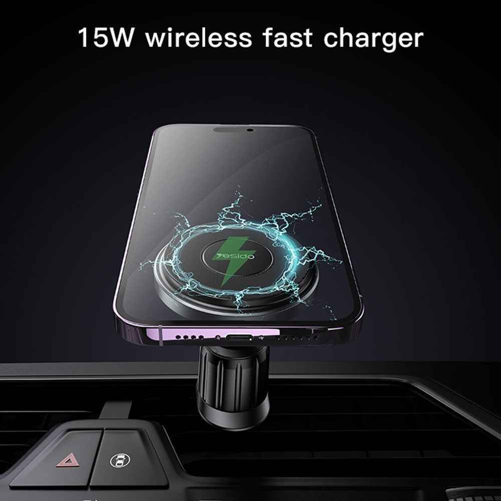YESIDO C190 Car Magnetic Wireless Charger Air Vent Mount Phone 15W Fast Charging Bracket
