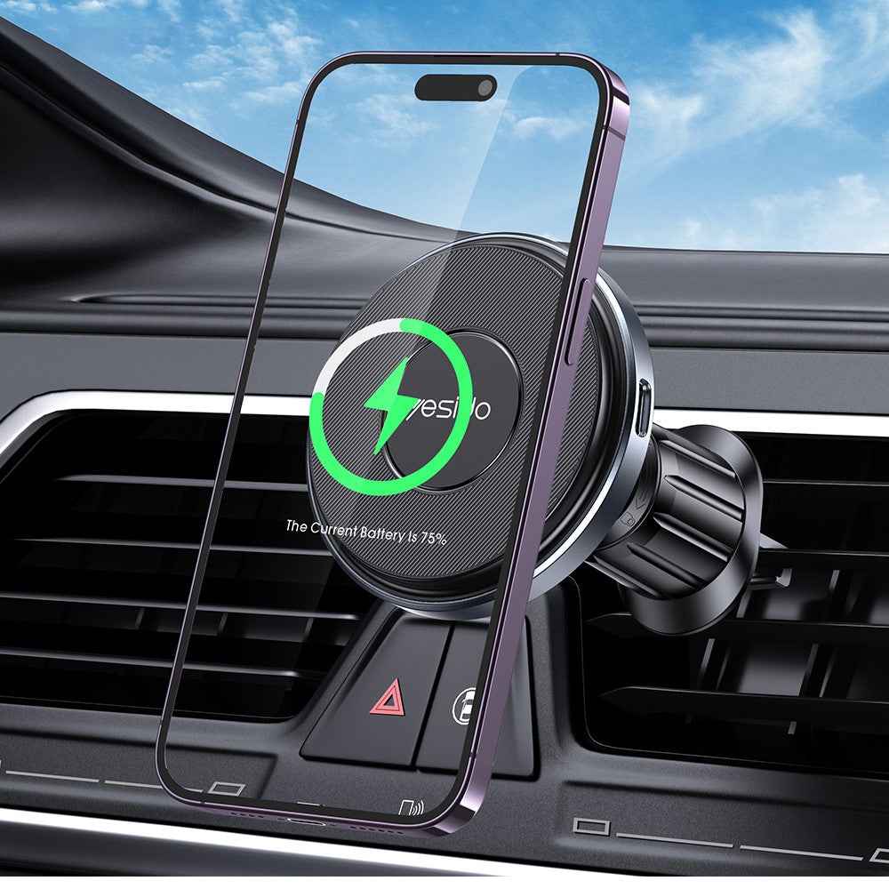 YESIDO C190 Car Magnetic Wireless Charger Air Vent Mount Phone 15W Fast Charging Bracket