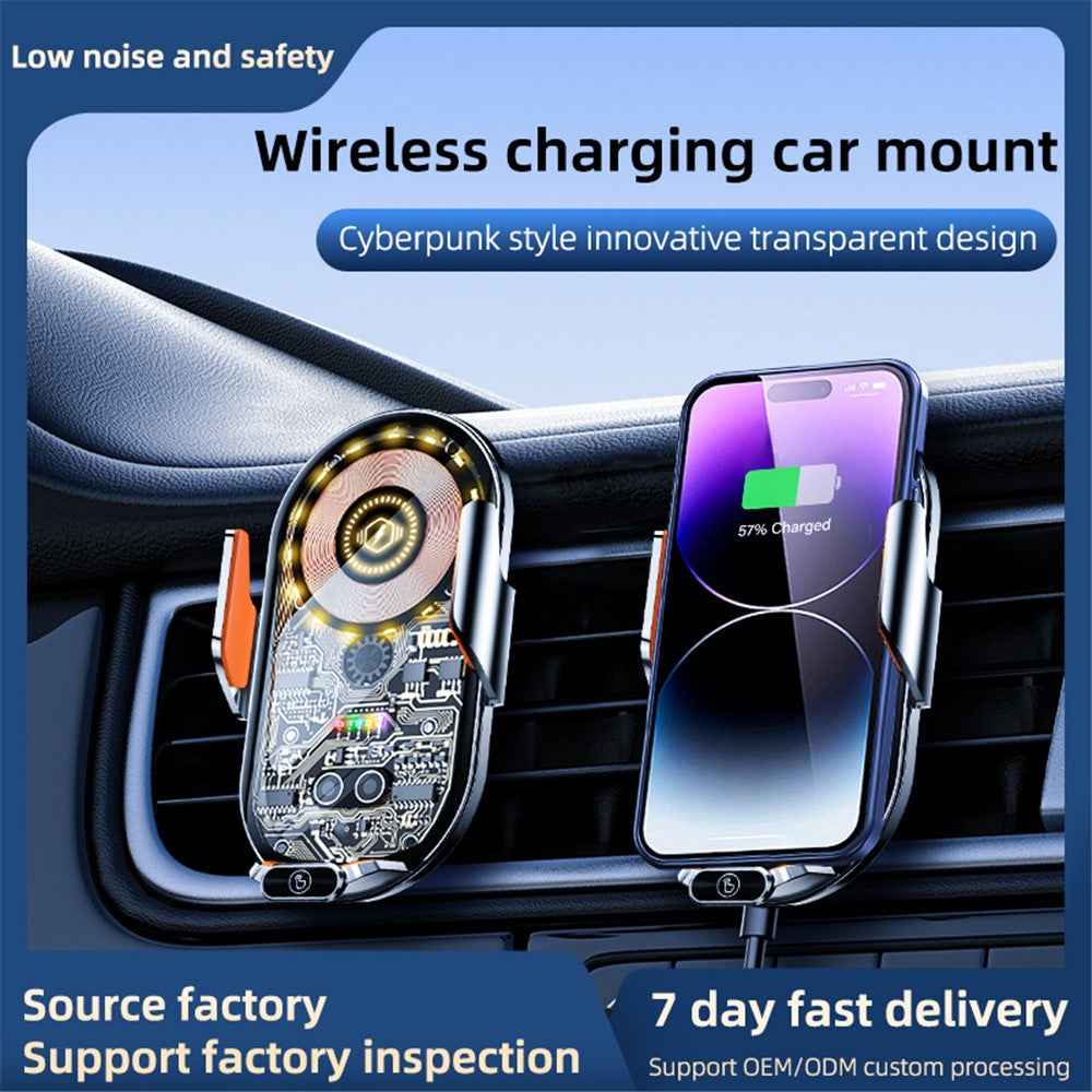 C13 15W Magnetic Wireless Car Charger Phone Mount Air Vent Induction Clamping Cell Phone Charger Holder - Grey