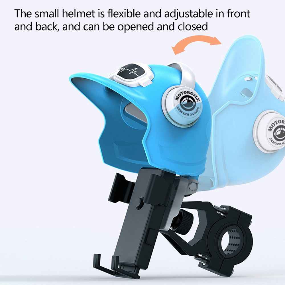 Motorcycle Electric Bike Handlebar Phone Holder Stand with Sunshade Helmet - Blue