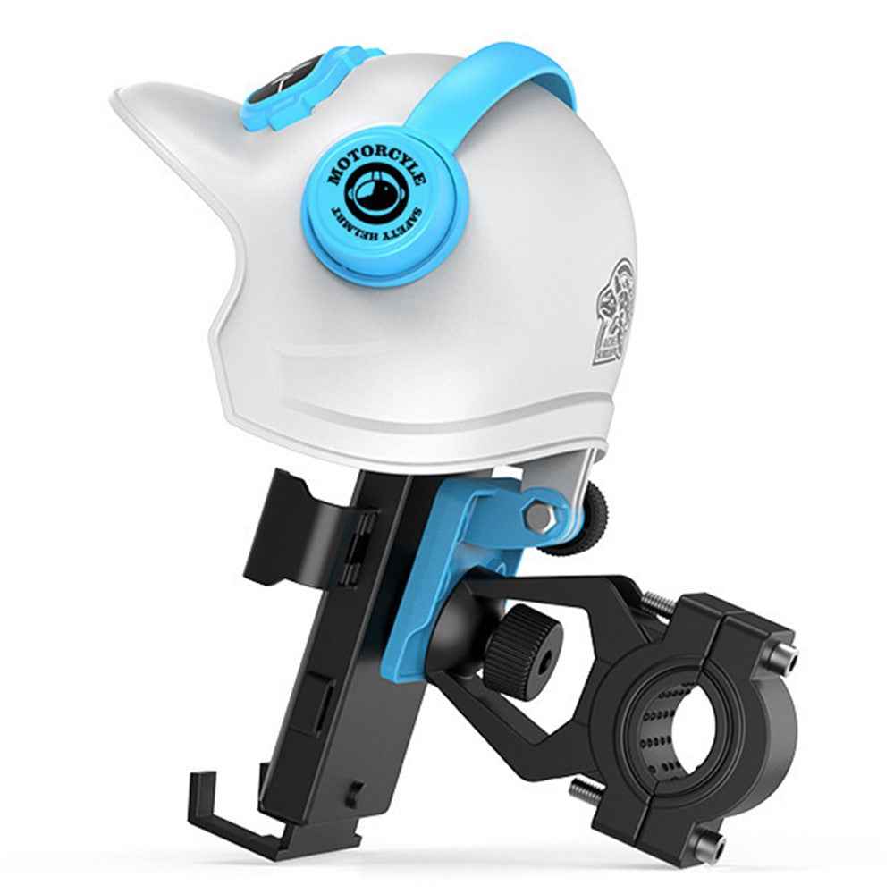 Motorcycle Electric Bike Handlebar Phone Holder Stand with Sunshade Helmet - Blue