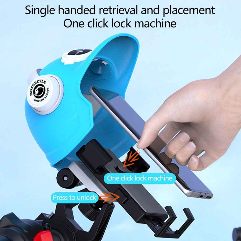 Motorcycle Electric Bike Handlebar Phone Holder Stand with Sunshade Helmet - White