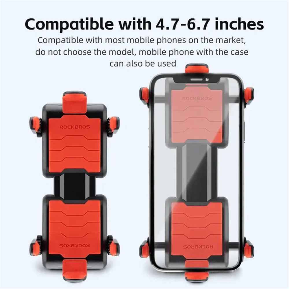 ROCKBROS Bicycle Six-Claw Cell Phone Bracket Quick Release Phone Holder for E-Bike Motorcycle - Black