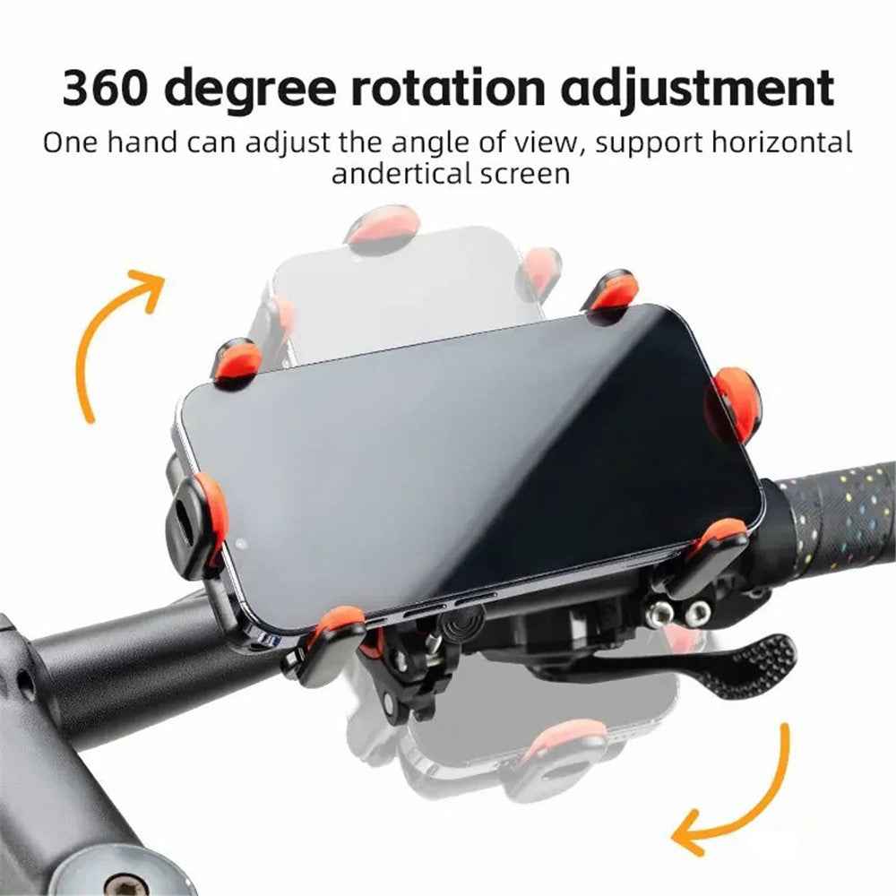 ROCKBROS Bicycle Six-Claw Cell Phone Bracket Quick Release Phone Holder for E-Bike Motorcycle - Black