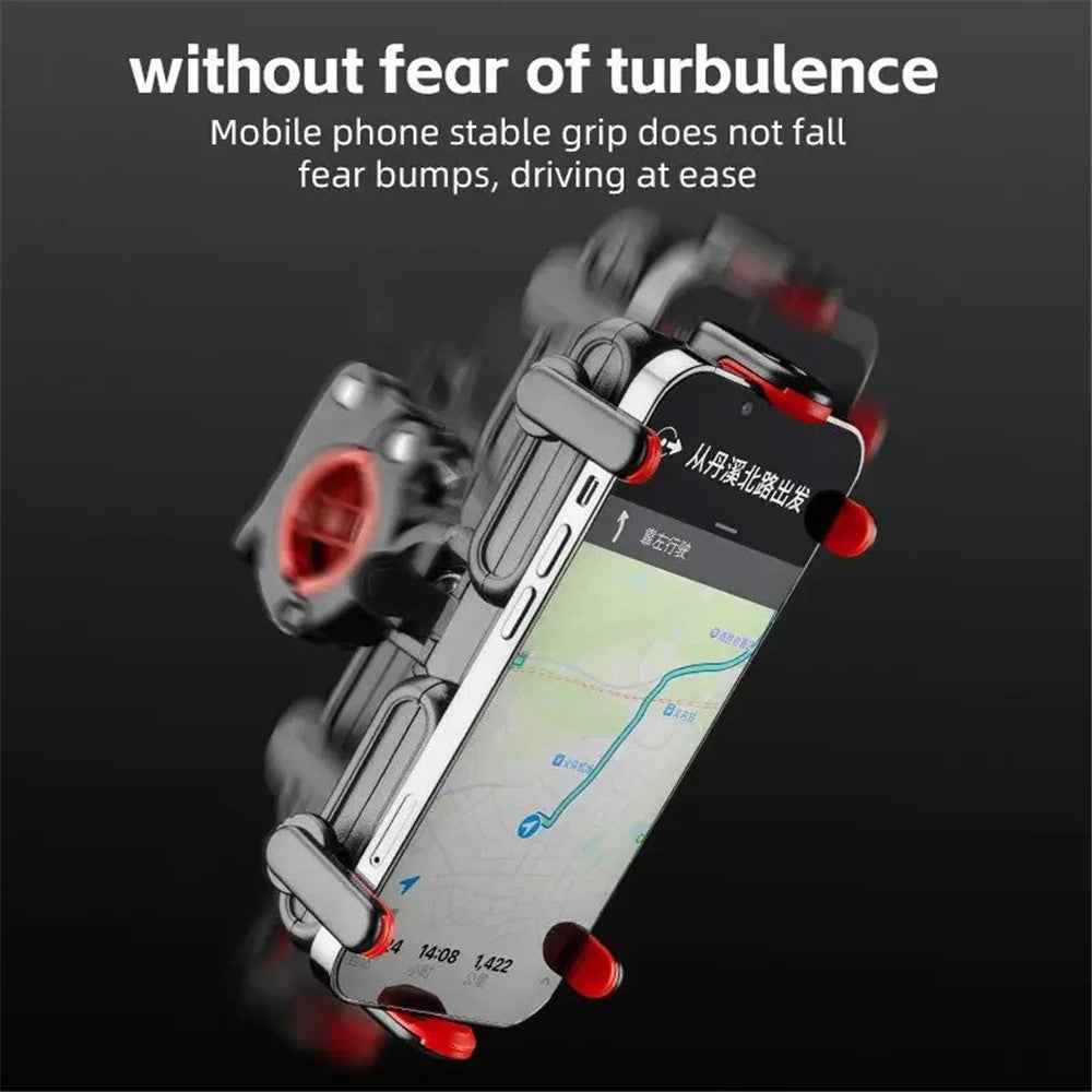 ROCKBROS Bicycle Six-Claw Cell Phone Bracket Quick Release Phone Holder for E-Bike Motorcycle - Red