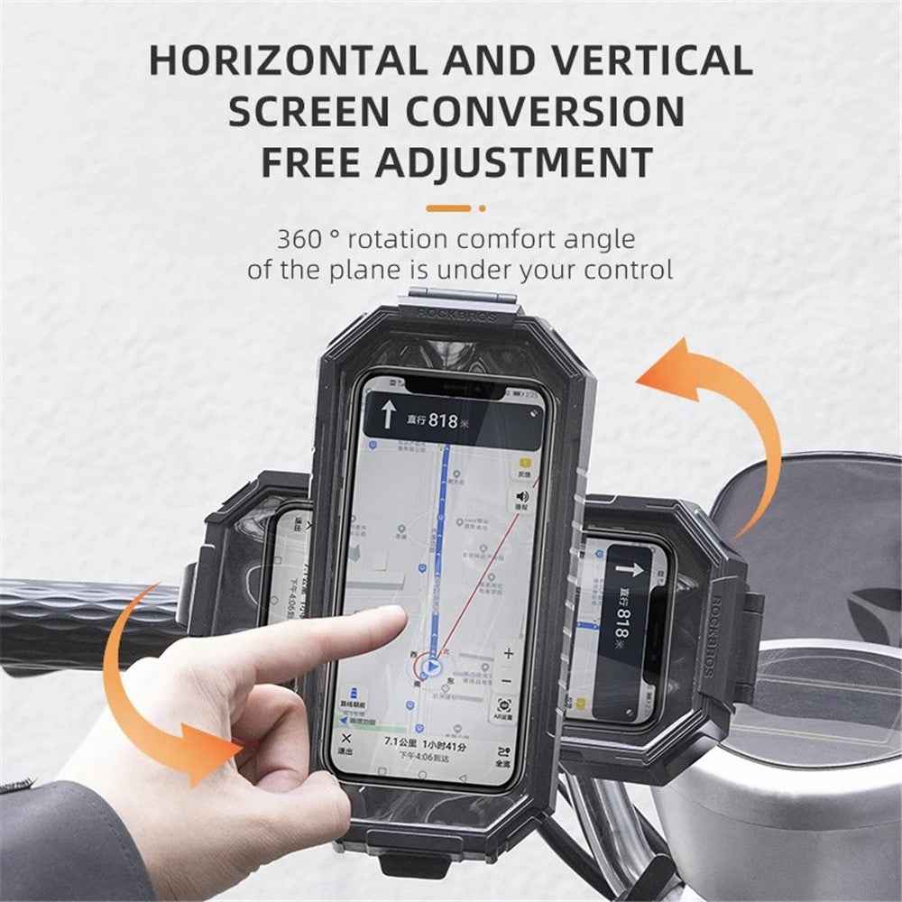 ROCKBROS Rainproof Handlebar E-Bike Mobile Phone Bracket PET Touch Screen Bike Phone Holder