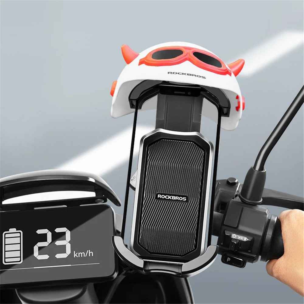 ROCKBROS HW-83 Bicycle Cell Phone Holder Shade E-Bike Motorcycle Phone Mount Sun Cap Anti Light Rain - Red