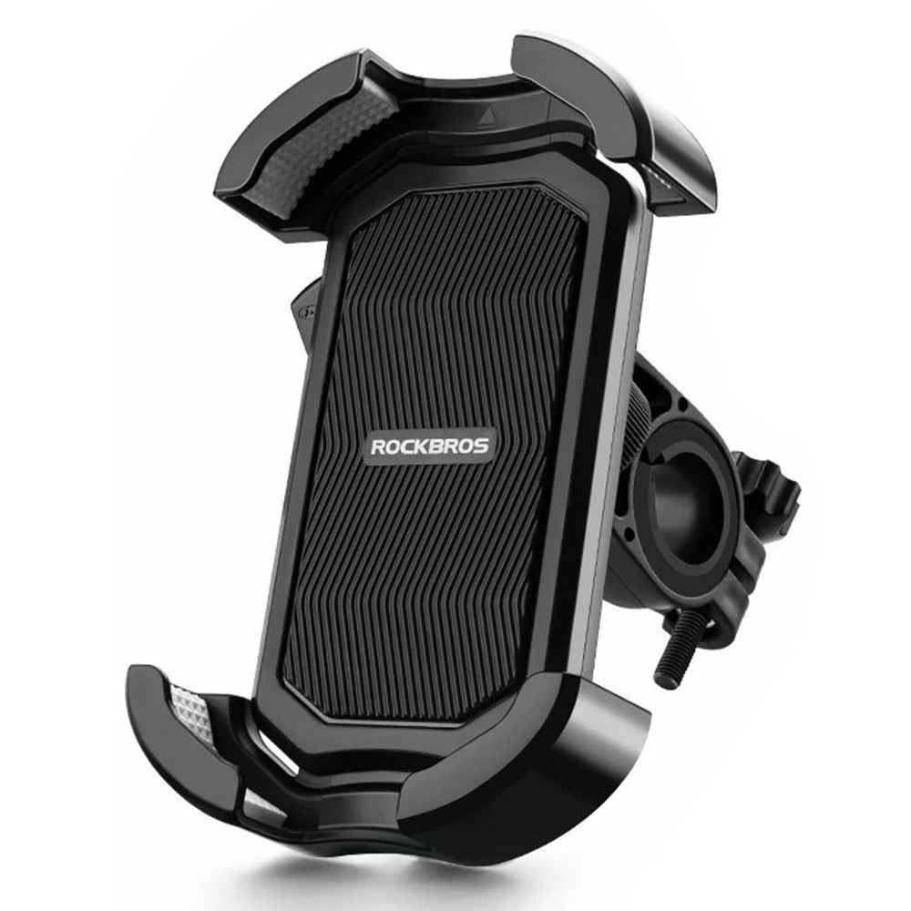 ROCKBROS HW-128 Bicycle E-Bike Phone Mount Bracket Shockproof Motorcycle Cell Phone Holder - Black / Handlebar