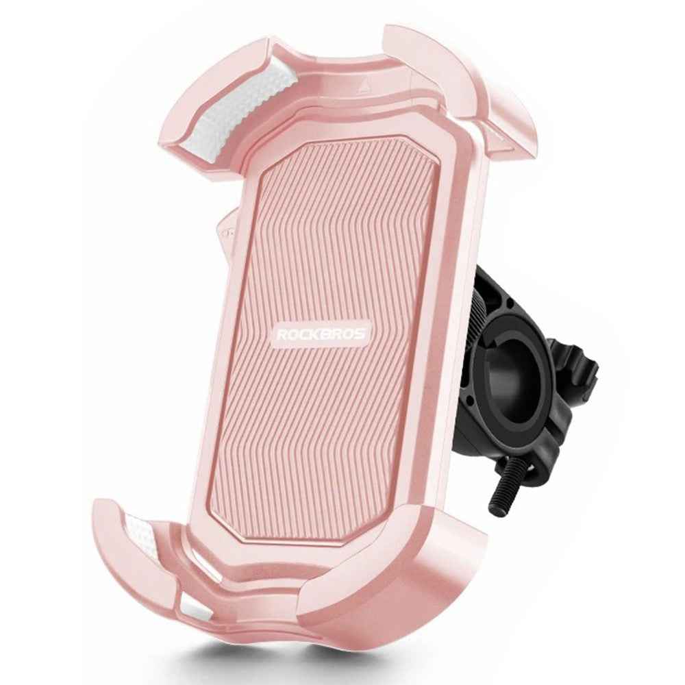 ROCKBROS HW-128 Bicycle E-Bike Phone Mount Bracket Shockproof Motorcycle Cell Phone Holder - Pink / Handlebar