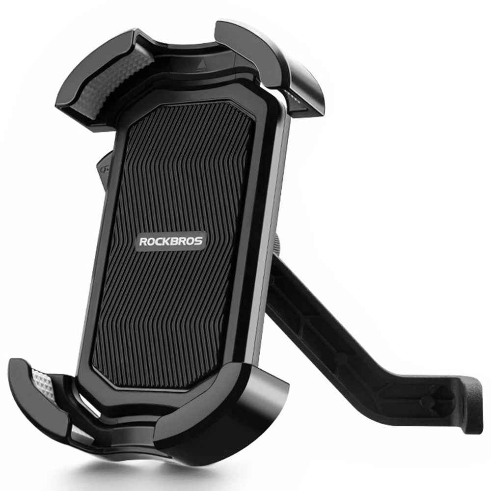 ROCKBROS HW-128 Bicycle E-Bike Phone Mount Bracket Shockproof Motorcycle Cell Phone Holder - Black / Rearview Mirror