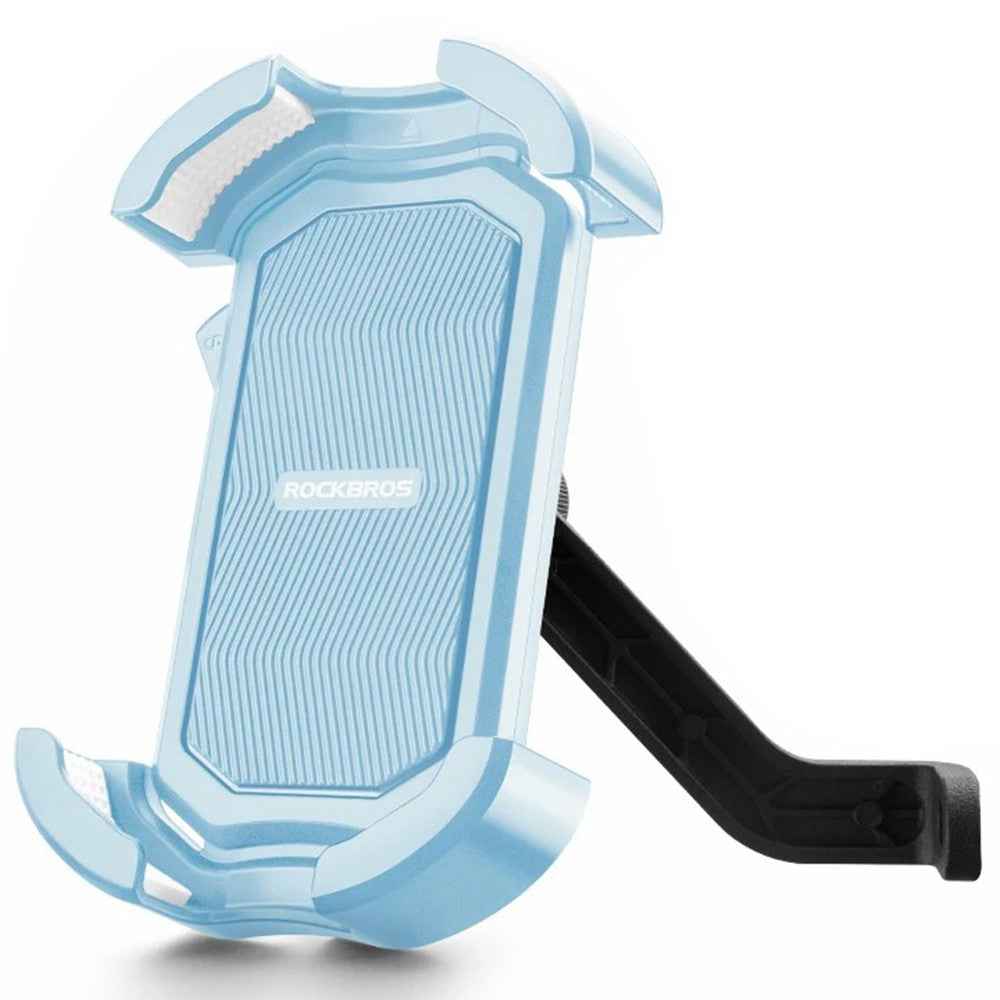 ROCKBROS HW-128 Bicycle E-Bike Phone Mount Bracket Shockproof Motorcycle Cell Phone Holder - Blue / Rearview Mirror
