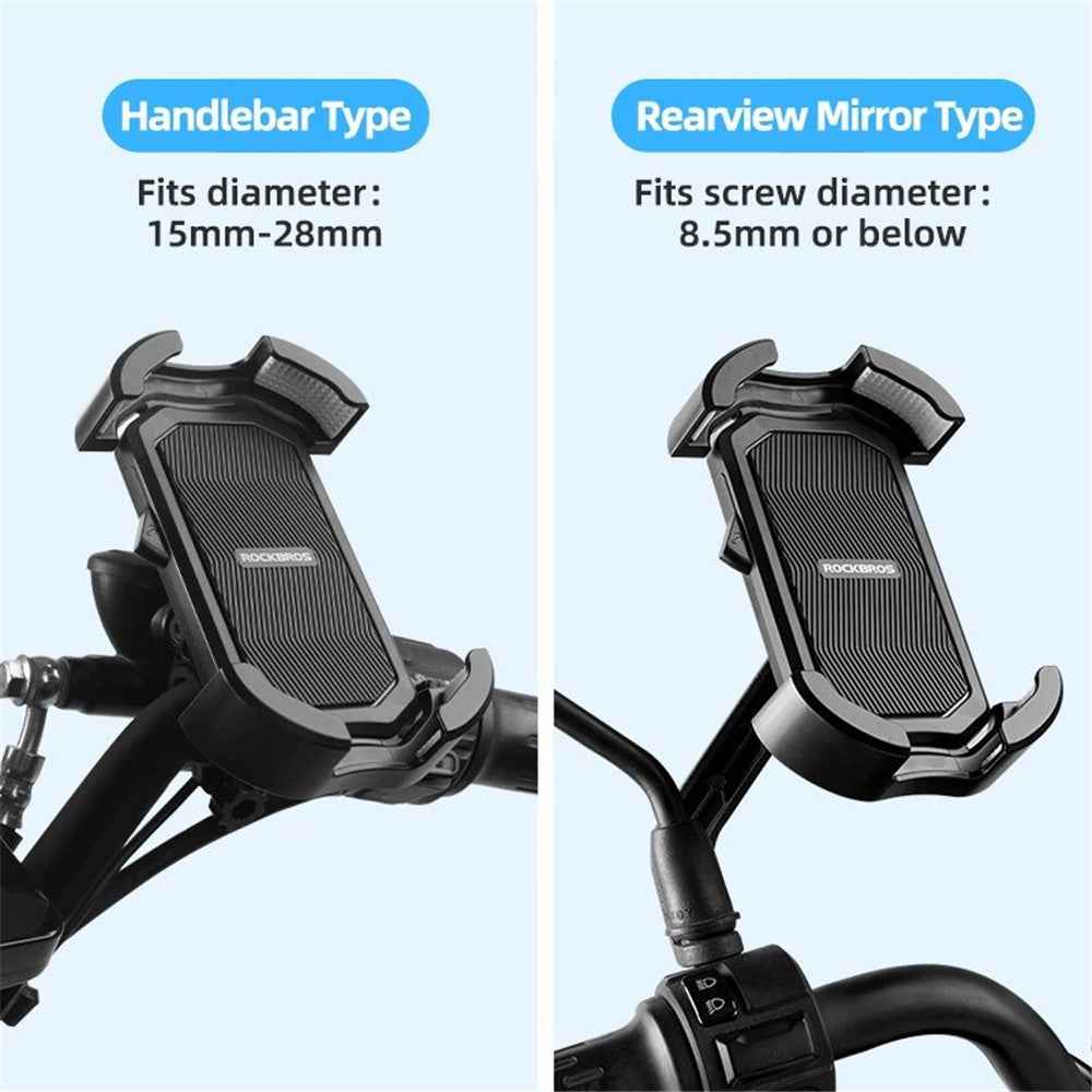 ROCKBROS HW-128 Bicycle E-Bike Phone Mount Bracket Shockproof Motorcycle Cell Phone Holder - Blue / Rearview Mirror
