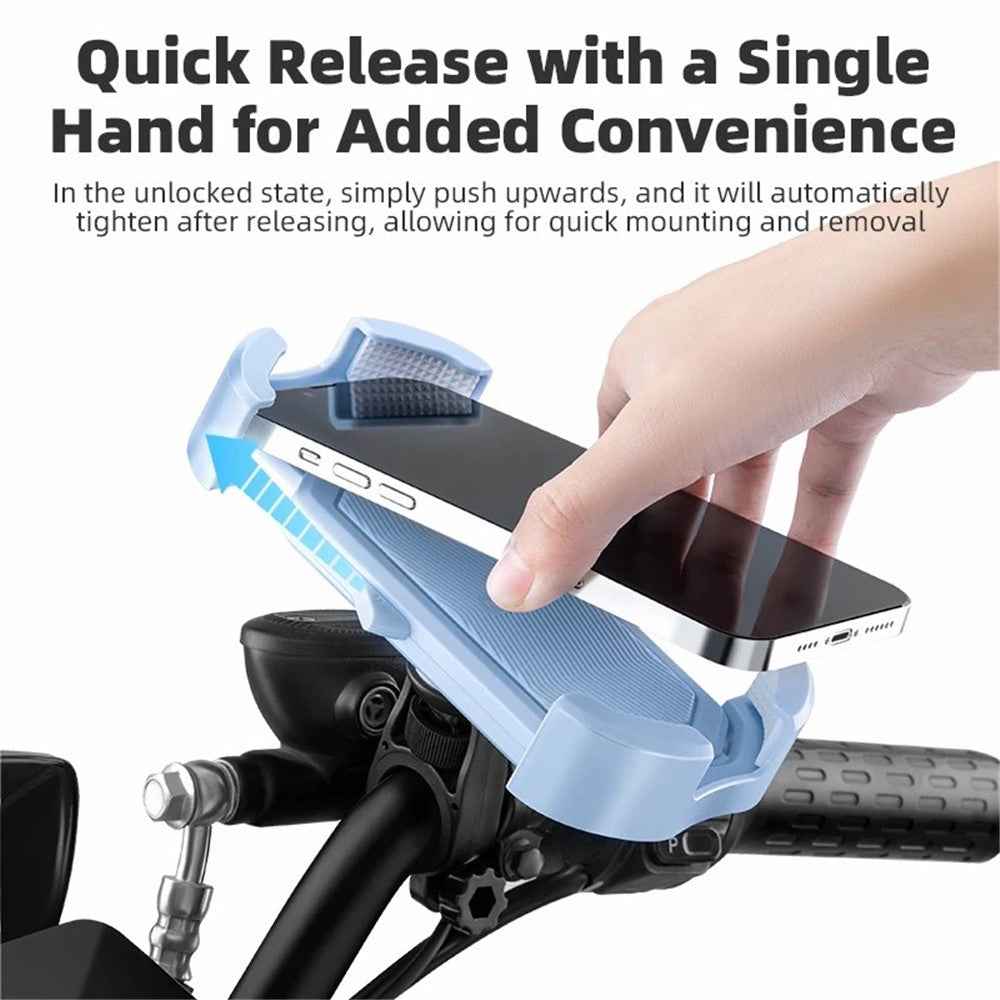 ROCKBROS HW-128 Bicycle E-Bike Phone Mount Bracket Shockproof Motorcycle Cell Phone Holder - Blue / Rearview Mirror