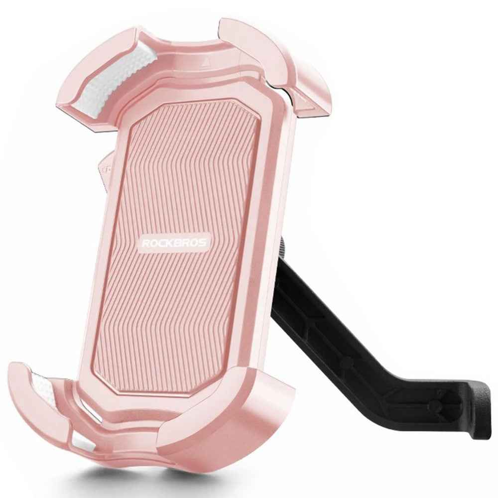 ROCKBROS HW-128 Bicycle E-Bike Phone Mount Bracket Shockproof Motorcycle Cell Phone Holder - Pink / Rearview Mirror