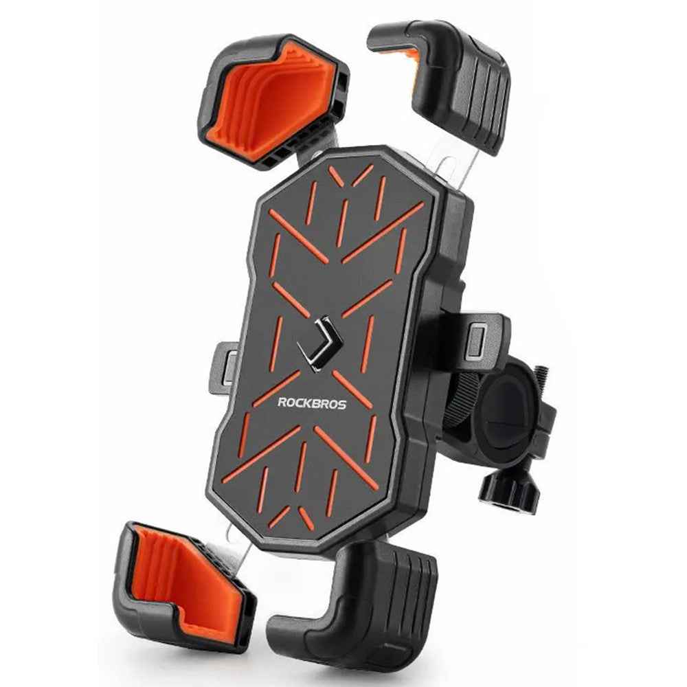 ROCKBROS HW-117 E-Bike Cell Phone Holder Motorcycle Bicycle Quick-Release Phone Bracket for 4.5"-7.2" Devices - Orange / Handlebar