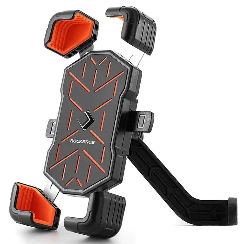 ROCKBROS HW-117 E-Bike Cell Phone Holder Motorcycle Bicycle Quick-Release Phone Bracket for 4.5"-7.2" Devices - Orange / Rearview Mirror