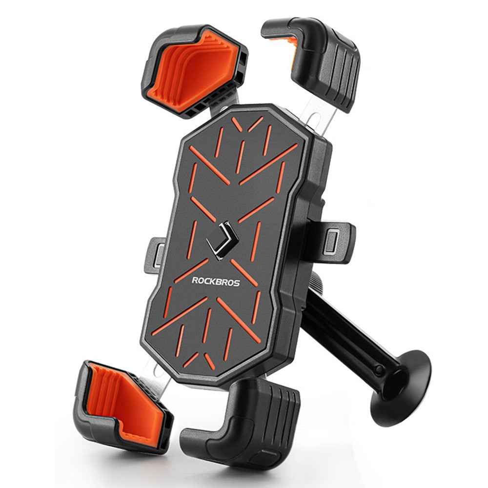 ROCKBROS HW-117 E-Bike Cell Phone Holder Motorcycle Bicycle Quick-Release Phone Bracket for 4.5"-7.2" Devices - Orange / Stem