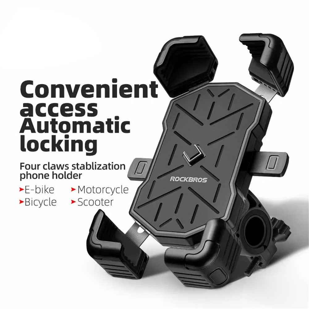 ROCKBROS HW-117 E-Bike Cell Phone Holder Motorcycle Bicycle Quick-Release Phone Bracket for 4.5"-7.2" Devices - Orange / Stem