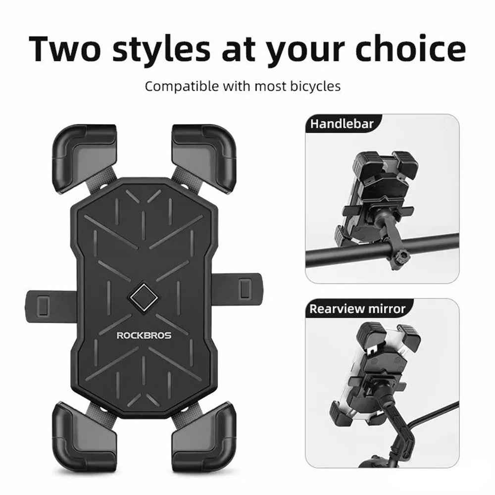 ROCKBROS HW-117 E-Bike Cell Phone Holder Motorcycle Bicycle Quick-Release Phone Bracket for 4.5"-7.2" Devices - Orange / Stem