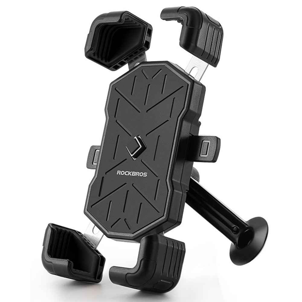 ROCKBROS HW-117 E-Bike Cell Phone Holder Motorcycle Bicycle Quick-Release Phone Bracket for 4.5"-7.2" Devices - Black / Stem