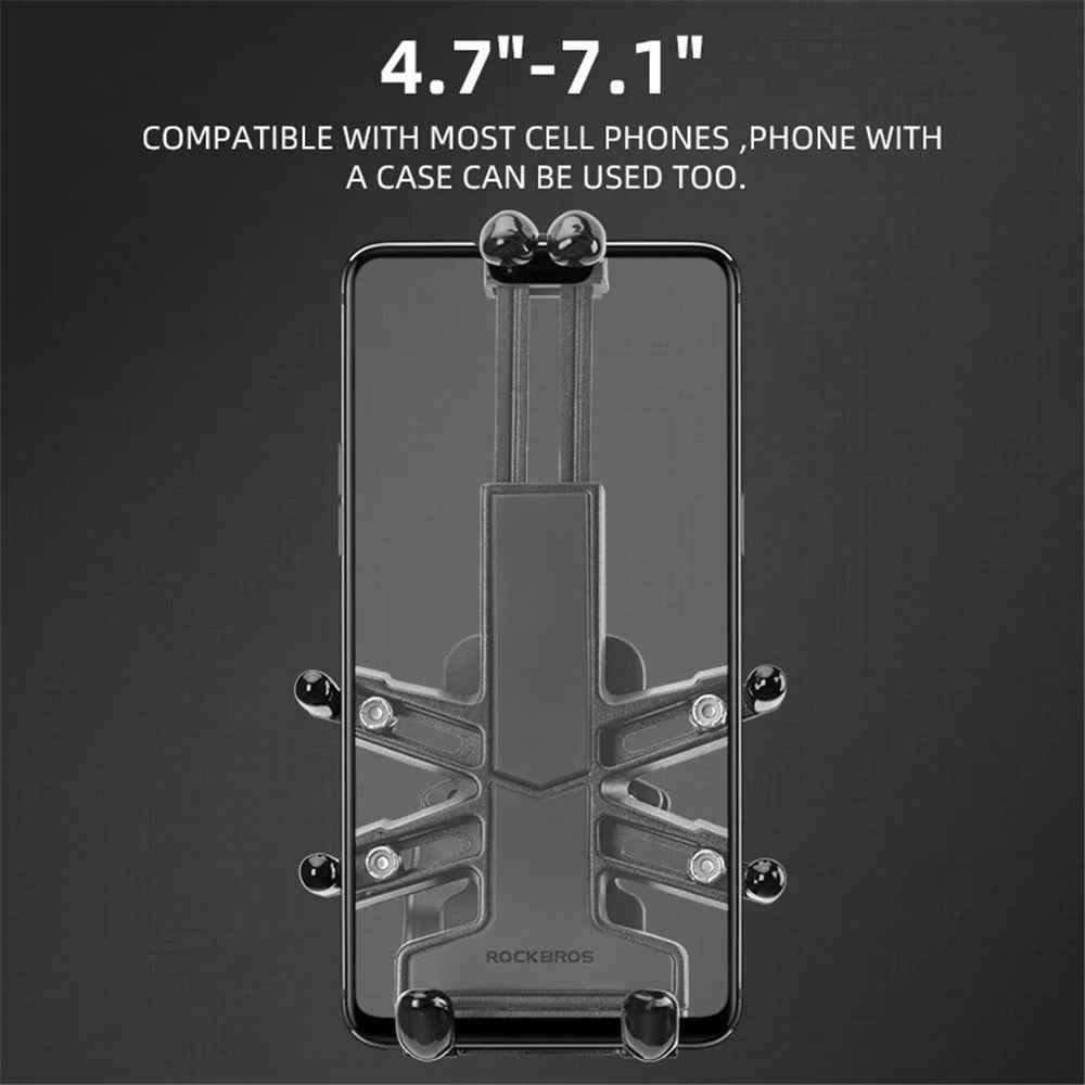 ROCKBROS 25210024 Motorcycle Cell Phone Holder Shockproof E-Bike Phone Mount for Bicycle Navigation - Y-shape