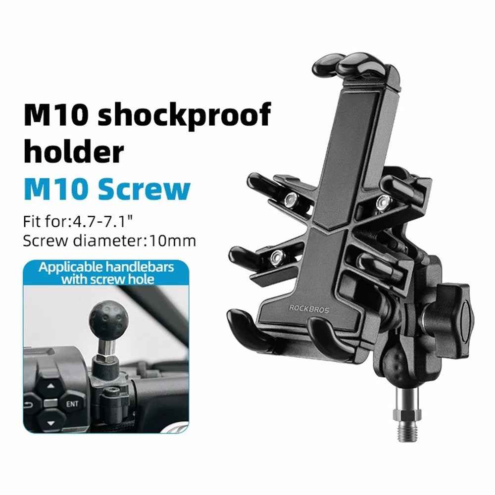 ROCKBROS 25210024 Motorcycle Cell Phone Holder Shockproof E-Bike Phone Mount for Bicycle Navigation - M10